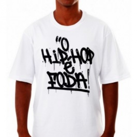 Camiseta Masculina - EMICIDA - Hip Hop e foda - Branca