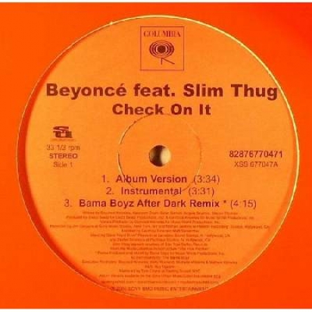LP Beyonce Feat. Slim Thug - Check On lt (Vinyl)
