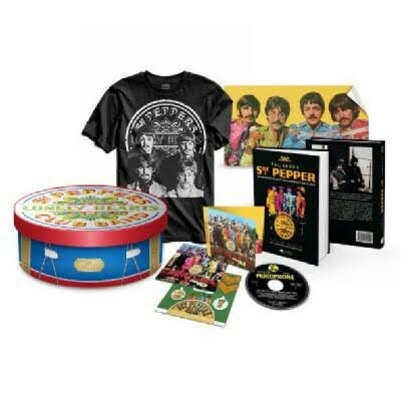 Box The Beatles Sgt Peppers 50 anos Edicao Deluxe Livro Poster  CD Camiseta Tamanho Unico