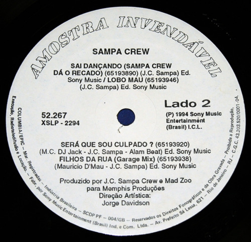 LP SAMPA CREW - FILHOS DA RUA (EP PROMO 7 MUSICAS 1994)